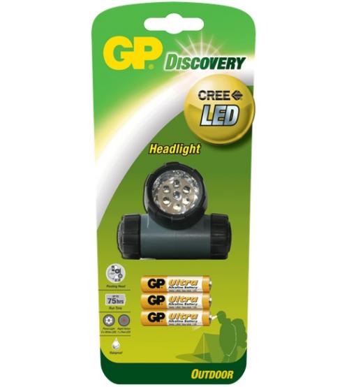 GP GPACTO208001 Discovery Outdoor 6x Cree 5mm LED + 1 Red LED Headlight
